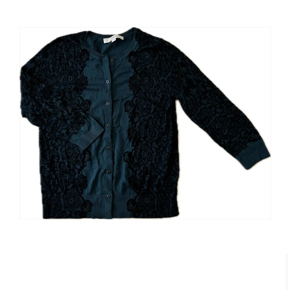 LOFT Lace Print Cardigan Sweater Size M - Picture 6 of 11